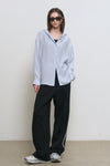 General Idea WOMAN Summer Loose Fit Wrinkle Hooded Shirt