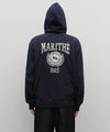 Marithé François Girbaud Big College Logo Graphic Zip-Up Hoodie Navy