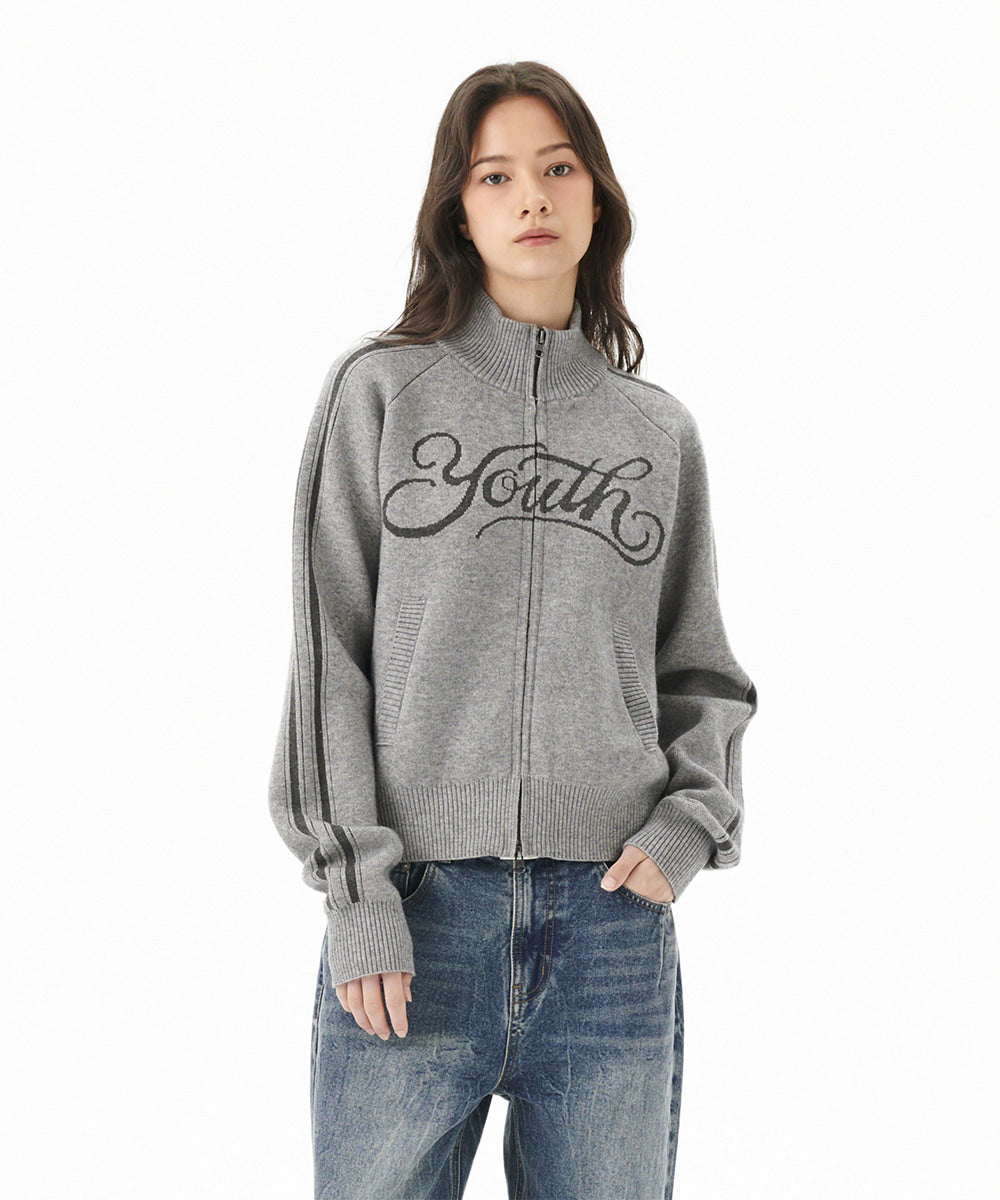 Mahagrid Youth Zip Up Cardigan [Grey]