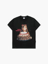 ADLV Chocolate Cake Girl Lettering Baby Face Short Sleeve T-Shirt
