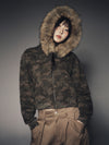 ADLV Woman Camo Fur Crop Hoodie Zip Up