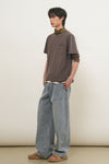 General Idea UNISEX Hand Knit Layered T-Shirt [CHARCOAL]