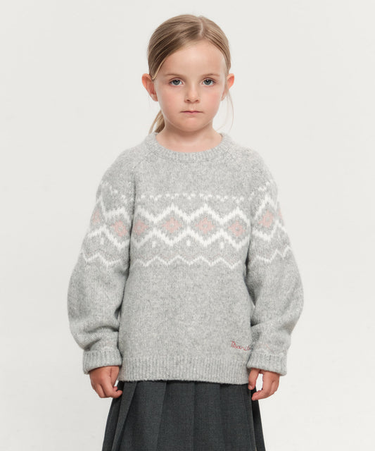 Marithé François Girbaud Kids Nordic Knit Pullover Heather Gray