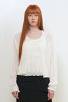 General Idea WOMAN Punching Ruffle Sleeveless Cardigan Set