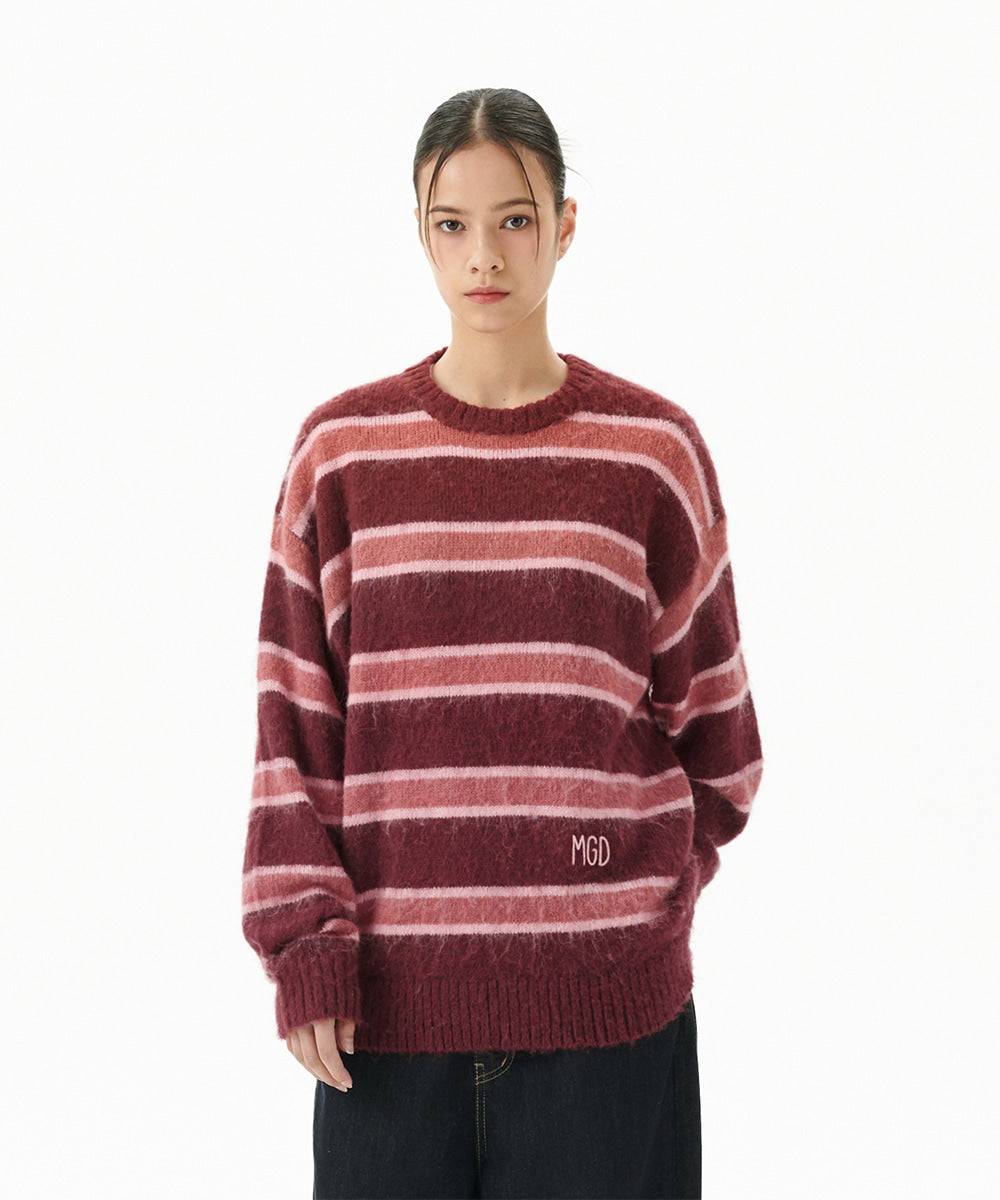 Mahagrid Hairy Stripe Knit Sweater