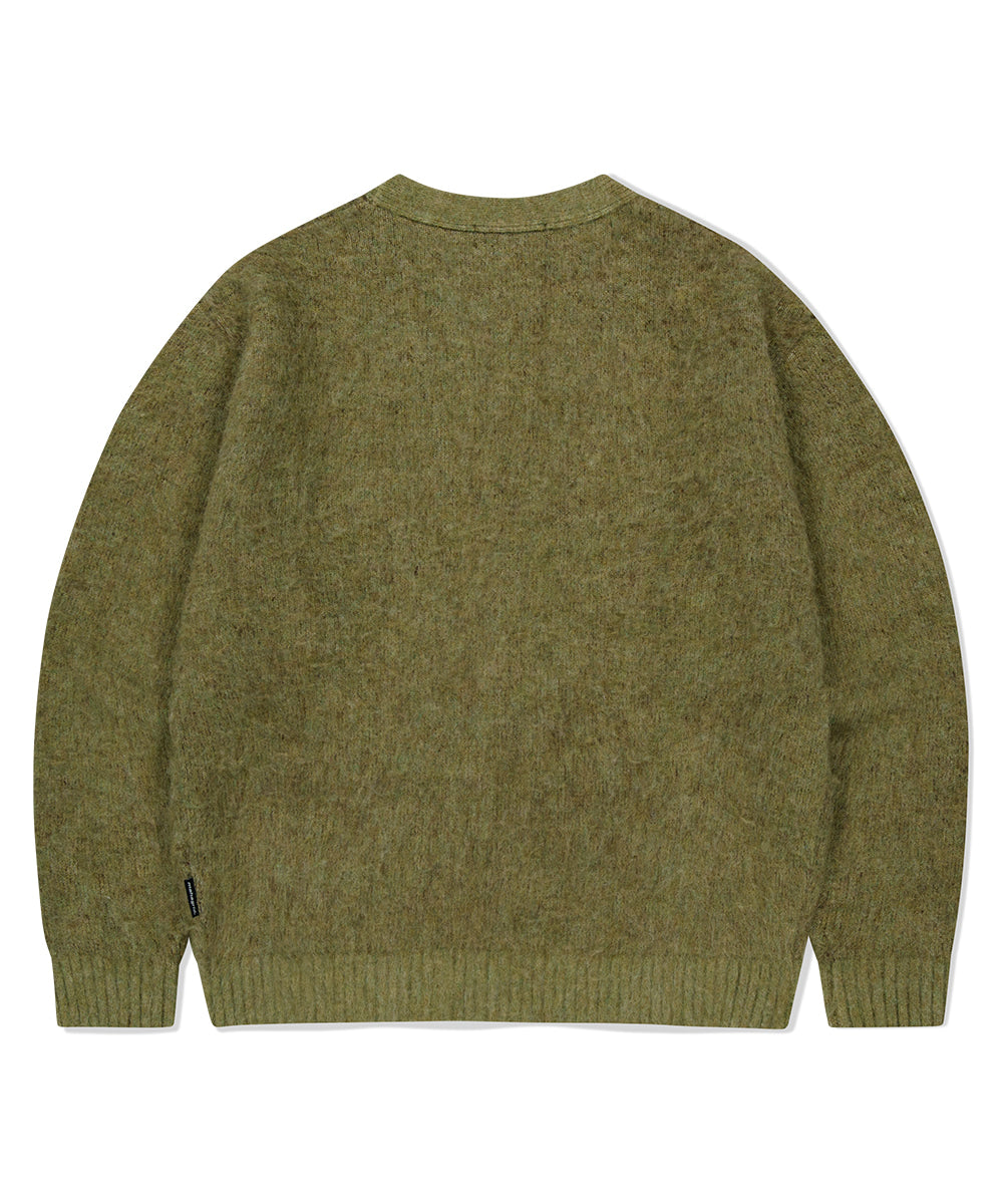 Mahagrid Mixed Hairy Knit Cardigan