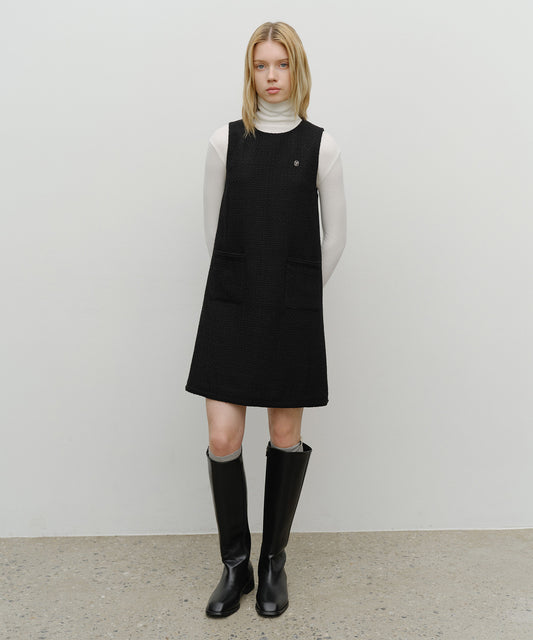 Marithé François Girbaud W Tweed Sleeveless Dress Black