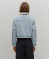Marithé François Girbaud Women's Crop Shearling Denim Jacket in Ecru