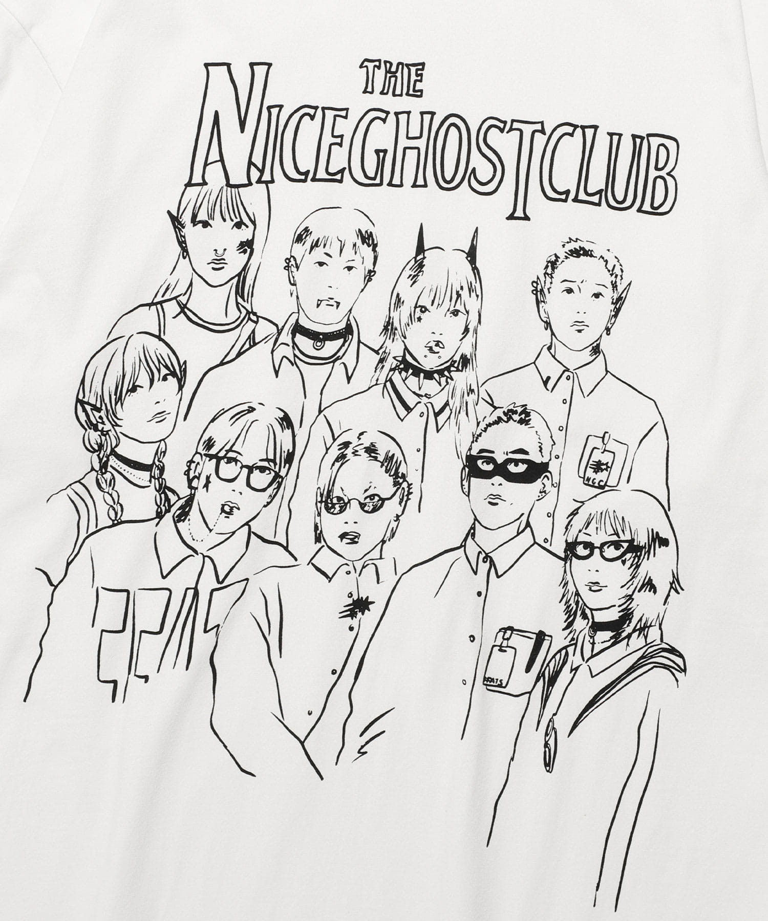 Nice Ghost Club Monster Family Big Big Long Sleeve Tee [White]