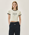 Marithé François Girbaud W CLASSIC LOGO APPLIQUE RINGER CROP TEE ivory