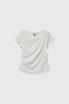 General Idea [Kippu Pick] Woman Drape Shirring Short Sleeve T-Shirt [Off White]
