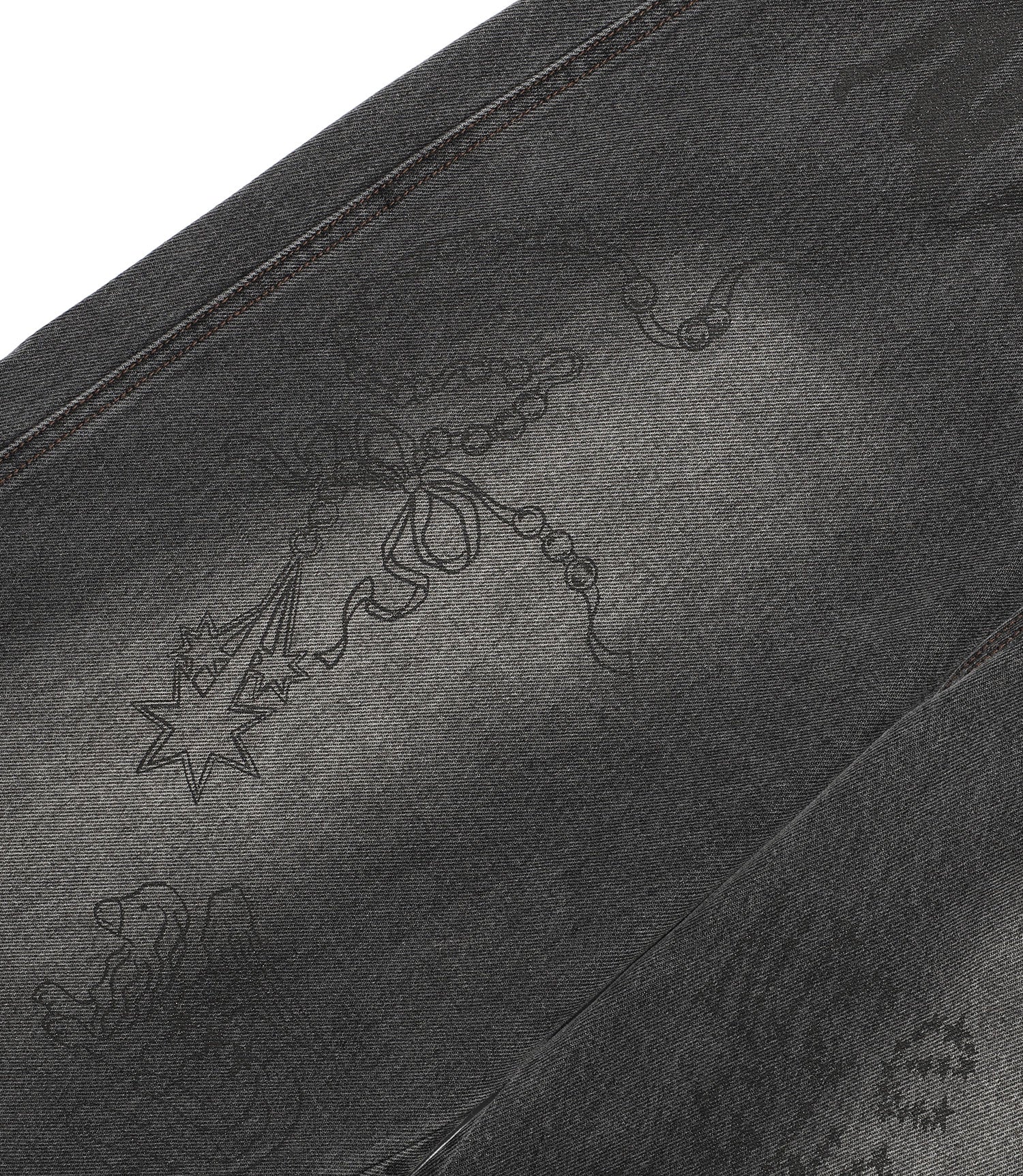 Nice Ghost Club Doodle Graphic Wide Jeans