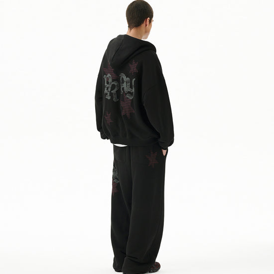 Mahagrid Pray Applique Zip Up Hoodie