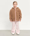 Marithé François Girbaud Kids Classic Logo Fleece Hoodie Zip-Up Ivory