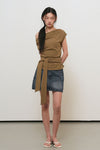General Idea WOMAN Unbalanced Drape Strap T-Shirt