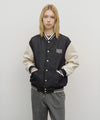Marithé François Girbaud Classic Logo Embroidery Denim Varsity Jacket Light Blue