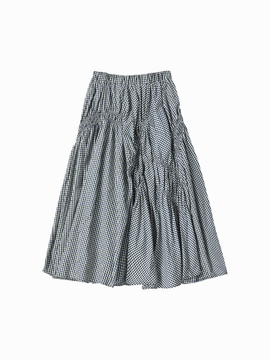 ADLV Woman Check Shirring Long Skirt