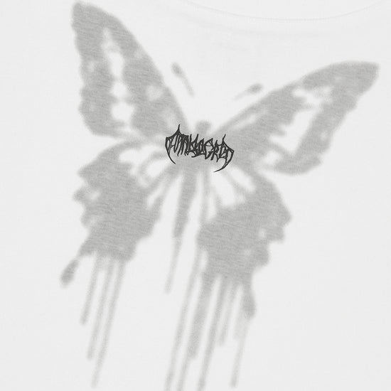 Mahagrid Butterfly Goth Wide Neck Crop Tee