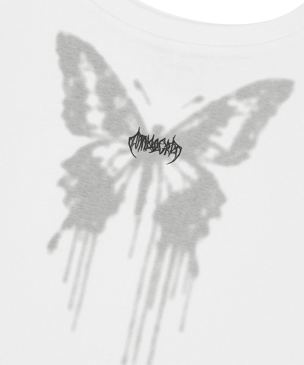 Mahagrid Butterfly Goth Wide Neck Crop Tee