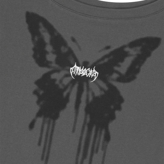 Mahagrid Butterfly Goth Wide Neck Crop Tee