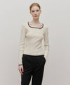 Marithé François Girbaud W Color Point Square Neck Knit Pullover Sky Blue