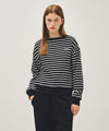 Marithé François Girbaud W STRIPE BOATNECK CROP SWEATSHIRT