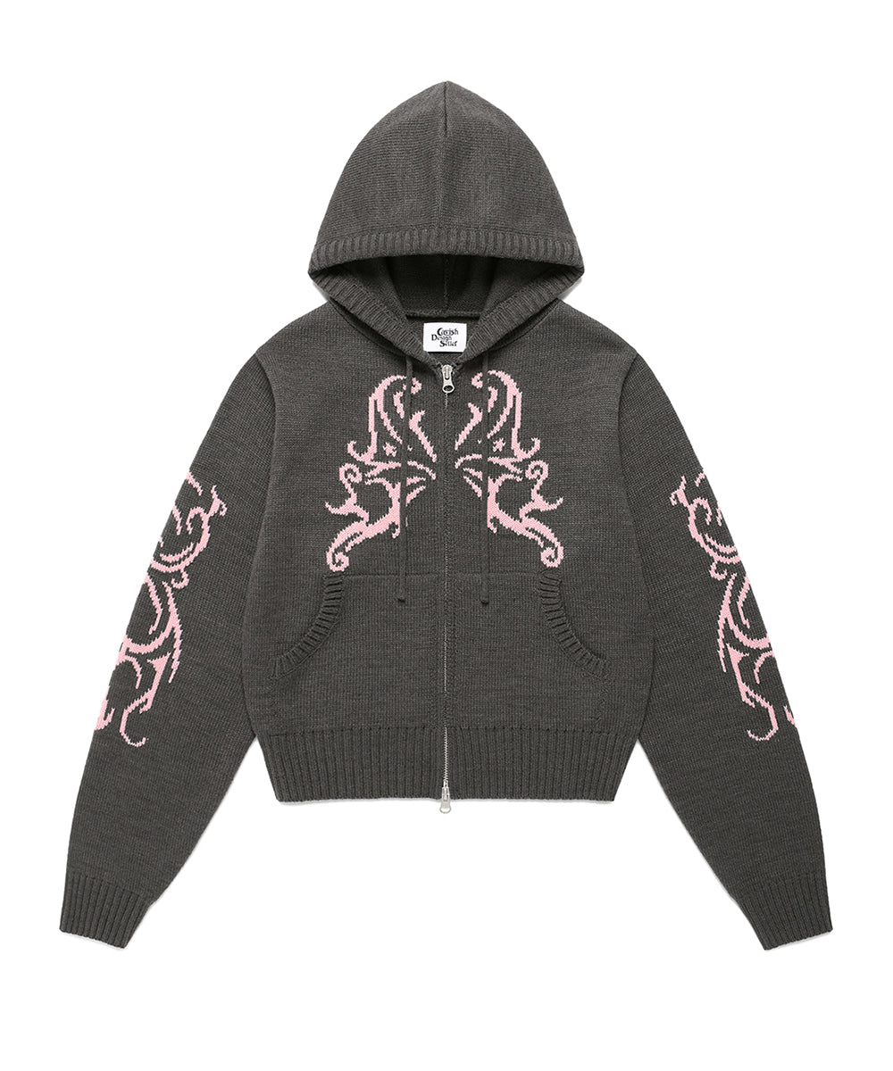 Cavish Women's Butterfly Knit Zip Up Hoodie