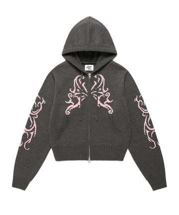 Cavish Women's Butterfly Knit Zip Up Hoodie
