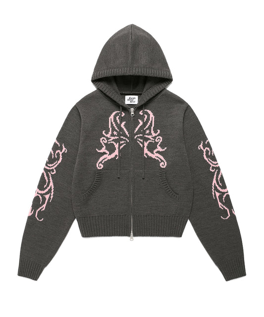 Cavish Women's Butterfly Knit Zip Up Hoodie