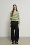 General Idea WOMAN Multi Stripe Crew Neck Cardigan