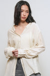 General Idea WOMAN Summer Loose Fit Wrinkle Hooded Shirt