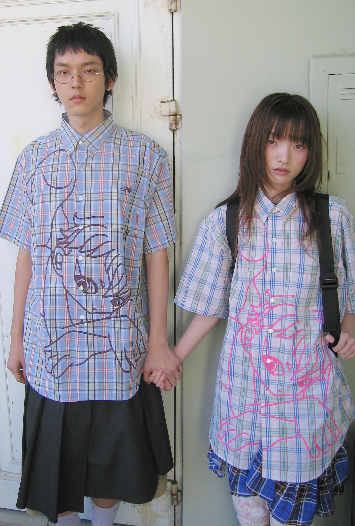 Nice Ghost Club Angel Check Big Big Half Shirt