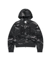 Mahagrid Camo Applique Crop Zip Up Hoodie