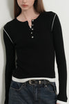 General Idea WOMAN Henry Neck Layered Knit Pullover