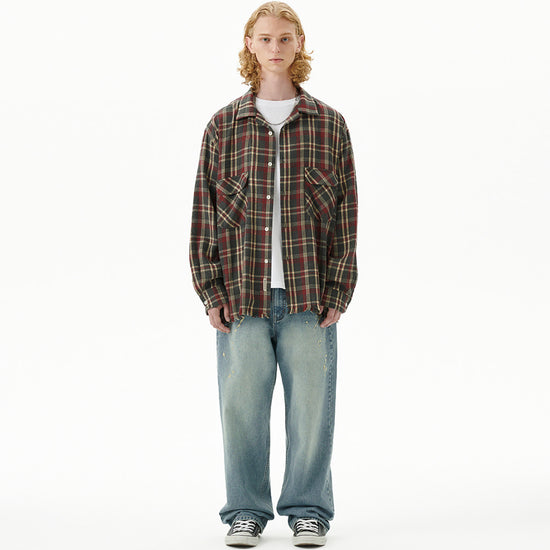Mahagrid Cut Off Flannel Check Shirt