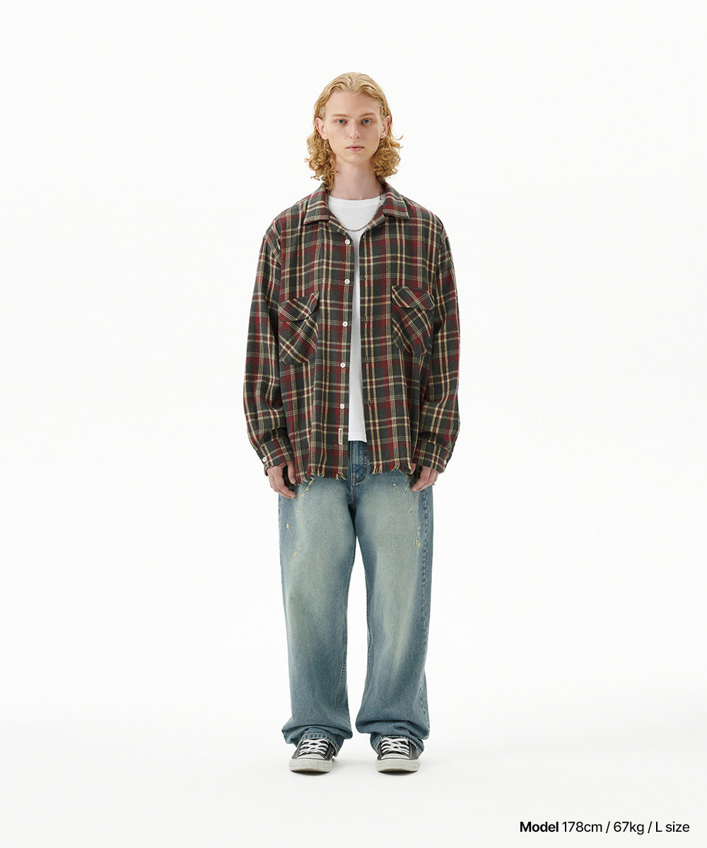 Mahagrid Cut Off Flannel Check Shirt