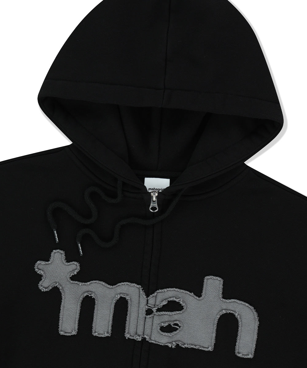 Mahagrid mah CUT OFF APPLIQUE ZIP-UP HOODIE
