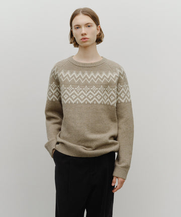 Marithé François Girbaud Fairisle Crew Neck Knit Pullover Beige