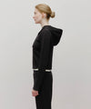 Marithé François Girbaud Women's Slim Fit Crop Hoodie Zip-Up Black