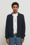 General Idea UNISEX Waffle Boucle Collar Cardigan [NAVY]