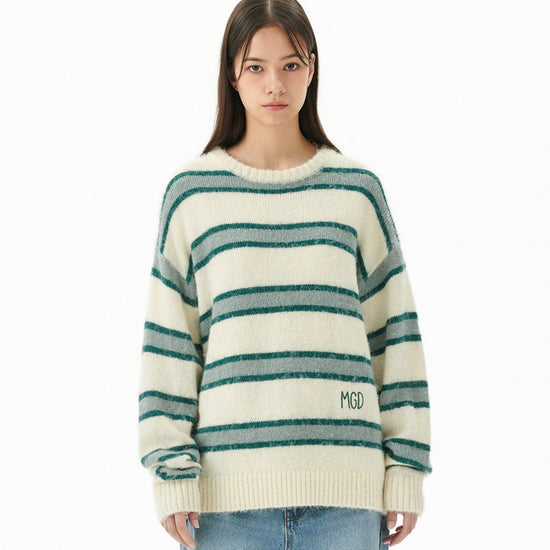 Mahagrid Hairy Stripe Knit Sweater