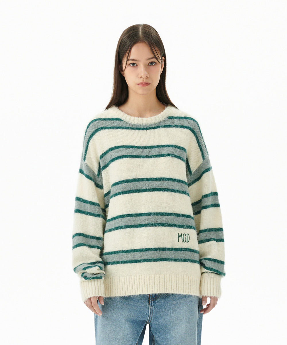 Mahagrid Hairy Stripe Knit Sweater