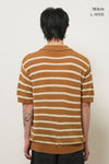 General Idea UNISEX One-Button Collar Stripe Half Knit
