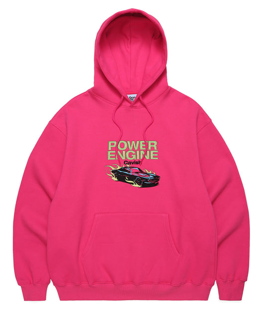 Cavish Power Engine Embroidered Hoodie in Pink