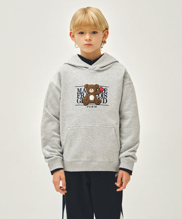 Marithé François Girbaud Kids Bear Classic Logo Hoodie Heather Gray