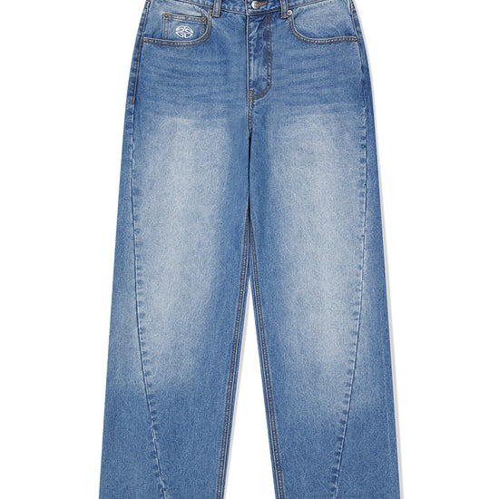 Mahagrid Back Logo Washed Denim Pants [Blue]