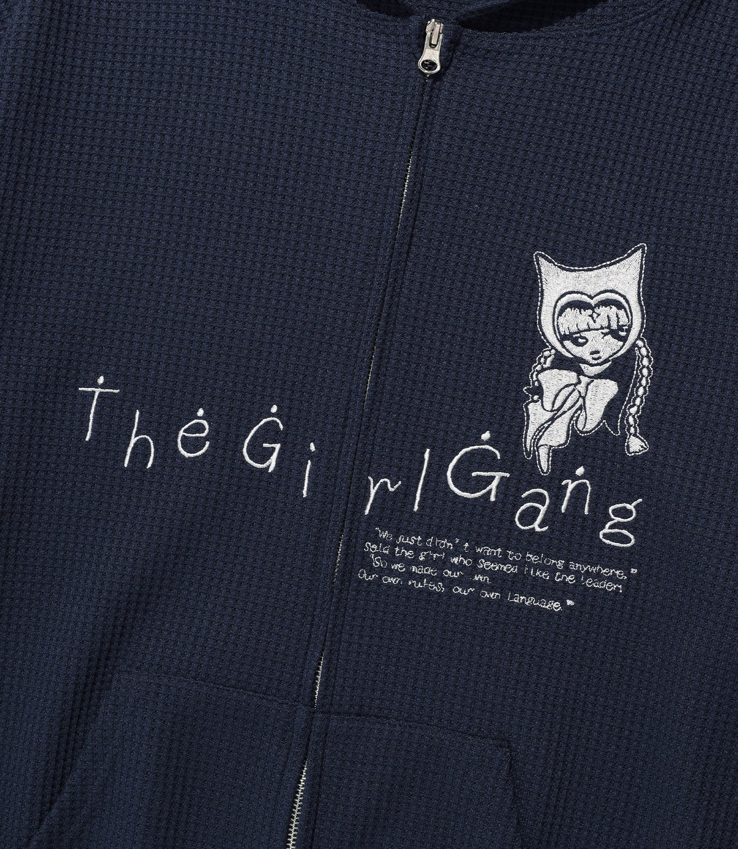 Nice Ghost Club The Girl Gang Waffle Hoodie Zip-Up