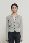 General Idea WOMAN GNRL Signature Superfine Wool Cable Cardigan [Light Grey]