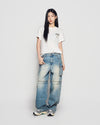 ADLV Woman Fuzzy Font Dragon Short Sleeve T-Shirt