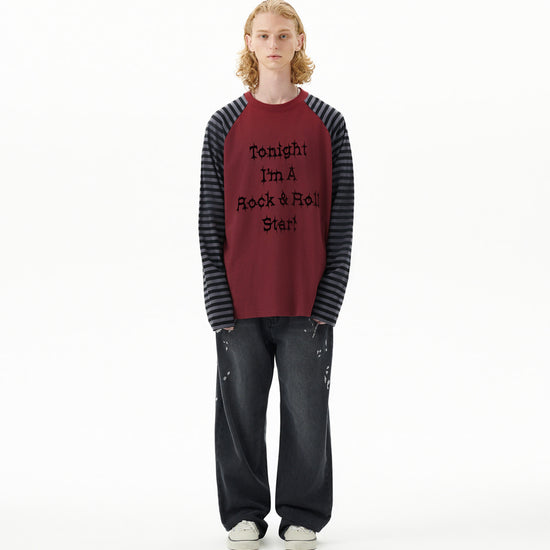 Mahagrid Rock Star Raglan Stripe Long Sleeve Tee